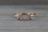 14k Solid Rose Gold Diamond Open Triangle Xoxo Fashion Ring Band Love Xs Kiss Kisses