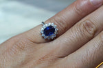 GIA CERTIFIED 18k White Gold Oval Cut Blue Sapphire Diamond Ring