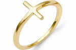 14kt Solid Gold Sideways Cross Ring Side Ways Rose White Yellow Polished Band