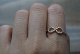14k Yellow Gold Diamond Pave Polished Infinity Love Symbol Ring Band Promise Anniversary Fashion Rope