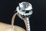 18k White Gold Round White Topaz Halo Diamond Engagement Promise Ring Anniversary