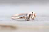 14kt Rose Gold Diamond Hammered Heart Beat Vine Large Ring Crown Vintage