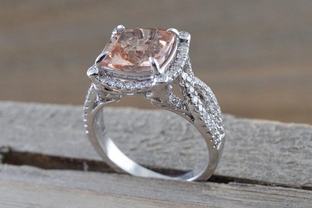 14k Rose Gold And 18K Gold Custom Two-tone Morganite Engagement Ring  #102288 - Seattle Bellevue | Joseph Jewelry