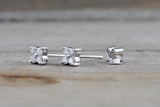 14k White Gold Diamond Clover Flower Earring Studs Stud