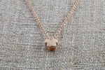14k Yellow Gold Small Flower Clover Diamond Pendent Slider and 16" Chain