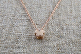 14k Yellow Gold Small Flower Clover Diamond Pendent Slider and 16" Chain