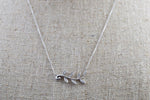 14k White Gold Micro Pave Diamond Leaf Dainty Necklace Pendant Charm