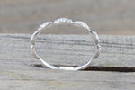 14kt White Gold Diamond Ring Marquis Design Vintage Design Rope Classic Milgrain Infinity Etching Bezel Eternity Stackable