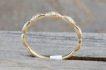 14kt Yellow Gold Diamond Ring Marquis Design Antique Crown Vintage Design Rope Classic Milgrain Infinity Etching Bezel Eternity Stackable