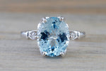 14k White Gold 11x9mm Oval Aquamarine And Diamonds