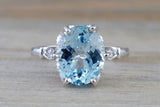 14k White Gold 11x9mm Oval Aquamarine And Diamonds