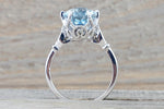 14k White Gold 11x9mm Oval Aquamarine And Diamonds