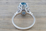 14k White Gold 11x9mm Oval Aquamarine And Diamonds