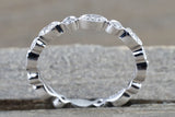 Eternity 14k White Gold Diamond Vintage Milgrain Ring Filigree Dainty Band Stacking