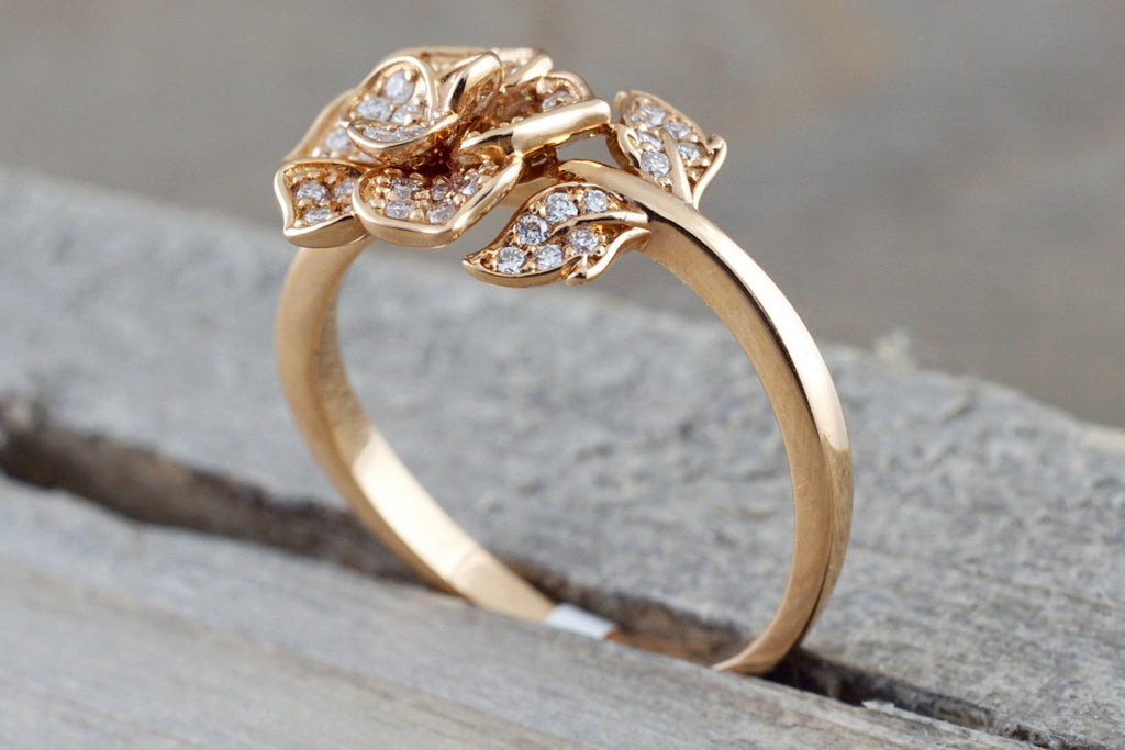Men's Elegant Rose Flower Leaf Vine Design Ring Wedding - Temu