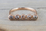 14kt Rose Gold Rose Cut Champagne Diamond Ring Band Square Design Engagement Stack Dainty