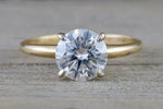 Gold Solitaire Round Moissanite 7.5mm Engagement Ring Charles & Colvard