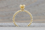14k Yellow Gold Oval Imperial Topaz Prong Engagement Promise Ring Rope Bead Vintage Stackable Classic Stack