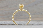 14k Yellow Gold Oval Imperial Topaz Prong Engagement Promise Ring Rope Bead Vintage Stackable Classic Stack