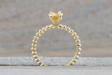 14k Yellow Gold Oval Imperial Topaz Prong Engagement Promise Ring Rope Bead Vintage Stackable Classic Stack