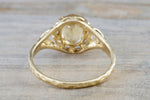 14k Yellow Gold Oval Imperial Topaz Hammered Vintage Art Deco Engagement Anniversary Promise Ring