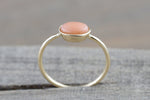 14k Solid Yellow Gold Oval Bezel Natural Pink Coral 0.39 carats Band Ring
