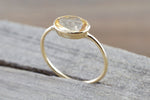 Yellow Topaz Gold Oval Bezel Band Minimalist Birthstone Ring