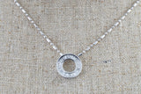 18k White Gold Baguette Slider Circle Disc Disk Diamond Invisible Necklace Pendant Charm
