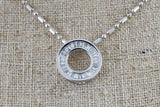 18k White Gold Baguette Slider Circle Disc Disk Diamond Invisible Necklace Pendant Charm