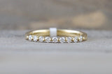 14k Yellow Gold Diamond Stackable Band Engagement Promise Ring Love Bead Single Prong