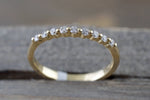 14k Yellow Gold Diamond Stackable Band Engagement Promise Ring Love Bead Single Prong