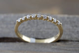 14k Yellow Gold Diamond Stackable Band Engagement Promise Ring Love Bead Single Prong