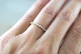 14k Yellow Gold Diamond Stackable Band Engagement Promise Ring Love Bead Single Prong