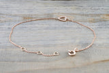 14k Solid Rose Open Heart Silhouette Micro Pave Diamond Infinite Charm Bracelet Dainty Love Gift Fashion