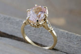 14k Gold 10x8mm Oval Morganite Art Deco Diamonds Ring ASPER1430027