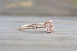 Oval Morganite Ring Bead Design Gold Band  ASPER1430029