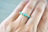 14k Yellow Gold Blue Turquoise Milgrain Stackable Ring