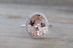 Oval Morganite Halo Ring 12x10mm M3067