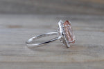 Oval Morganite Halo Ring 12x10mm M3067