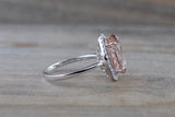 Oval Morganite Halo Ring 12x10mm M3067