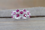 18k White Gold Oval Red Rudy Diamond Band Stackable Design Ring Wedding Twist cocktail Large
