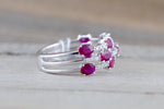 18k White Gold Oval Red Rudy Diamond Band Stackable Design Ring Wedding Twist cocktail Large