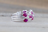 18k White Gold Oval Red Rudy Diamond Band Stackable Design Ring Wedding Twist cocktail Large