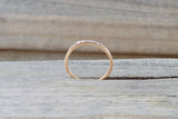14k Yellow Gold Dainty Thin Baguette Cut Rectangle Diamond Band Stackable Design 5 diamonds
