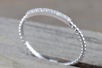 18 Karat White Gold Dainty Diamond Band Wedding Ring Band Bead