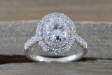 Double Halo Oval Moissanite