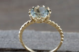 Melrose 14k Yellow Gold 8mm Round Green Amethyst Engagement Ring Crown Vintage Design Rope Classic February Birthstone