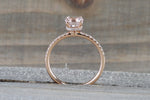 Victoria 14k Gold Round Morganite Diamond Under Halo Ring Engagement M3002