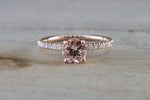 Victoria 14k Gold Round Morganite Diamond Under Halo Ring Engagement M3002