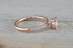 Victoria 14k Gold Round Morganite Diamond Under Halo Ring Engagement M3002